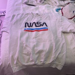NASA sweatshirt Size L. Has a few stains on the front.